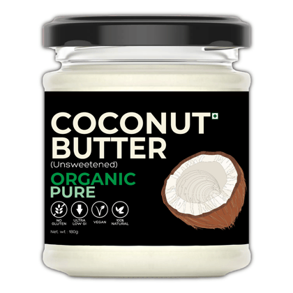 Organic Coconut Butter (Unsweetened) (Sugar-Free, Organic, Gluten-Free, Low Carb, Ultra Low GI, Vegan, Diabetes & Keto Friendly) - 180g