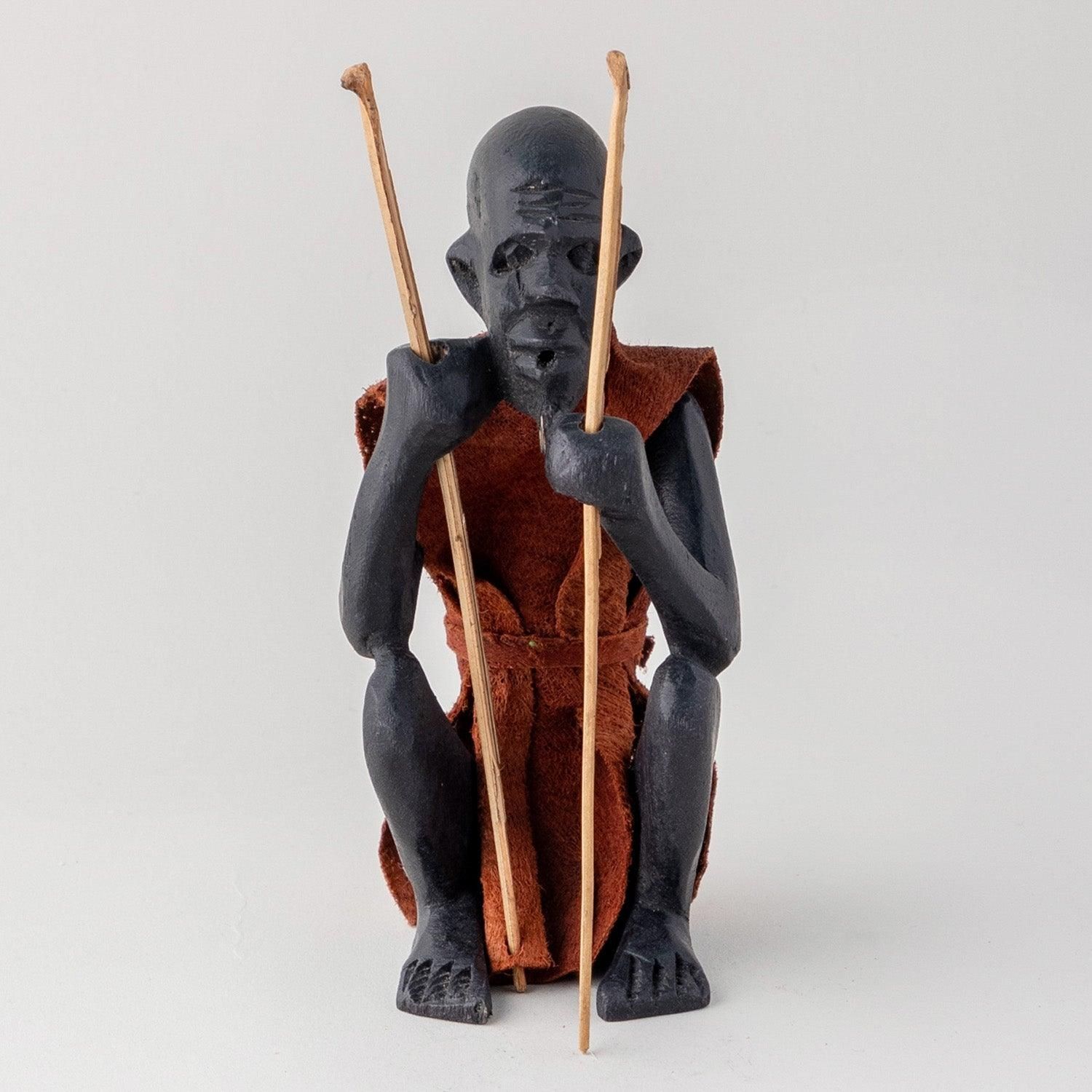 Eyaas Hand-Carved Mahogany Maasai Elder Wooden Sculpture  6 Inches