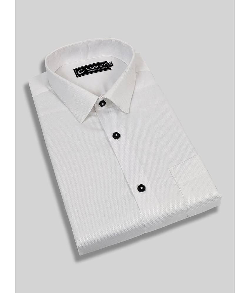 Comey Cotton Blend Regular Fit Solids Full Sleeves Men's Casual Shirt - White ( Pack of 1 )