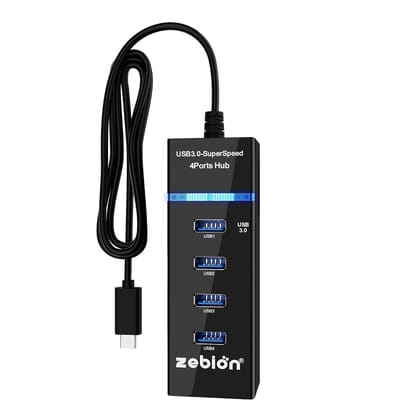 Zebion Pronto 302C 4 Port USB 3.0 Hub with Type-C - Black