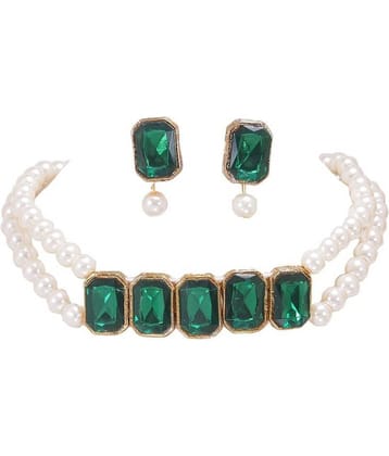 Ronak Creations Alloy Green Choker Designer Gold Plated Necklaces Set