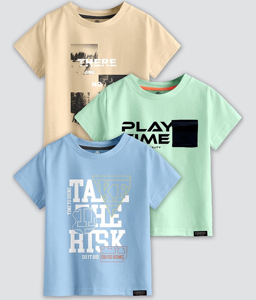 CODEZ Pack of 1 Boys Cotton Blend T-Shirt ( Multi Color )