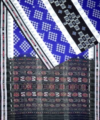 Navy blue black cotton handloom nuapatna saree