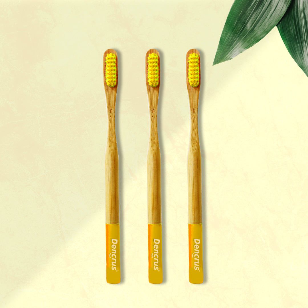 Orby Plus Bamboo Toothbrush – Extra Soft Bristles & Gum Care (Yellow)-Pack of 3