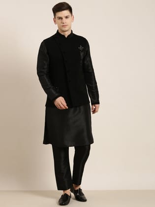 Black Jacket Kurta Set-Made To Measure / Pajama set