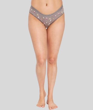 ILRASO Cotton Printed Women's Bikini ( Grey )