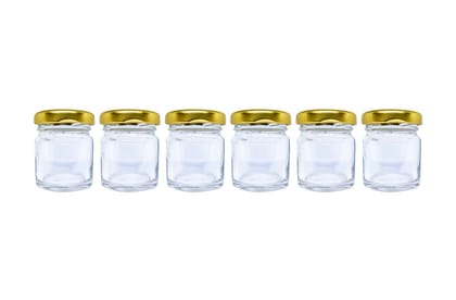 Puramio 40 ml Round Glass Bottle With Metal Cap - (Set of 6)