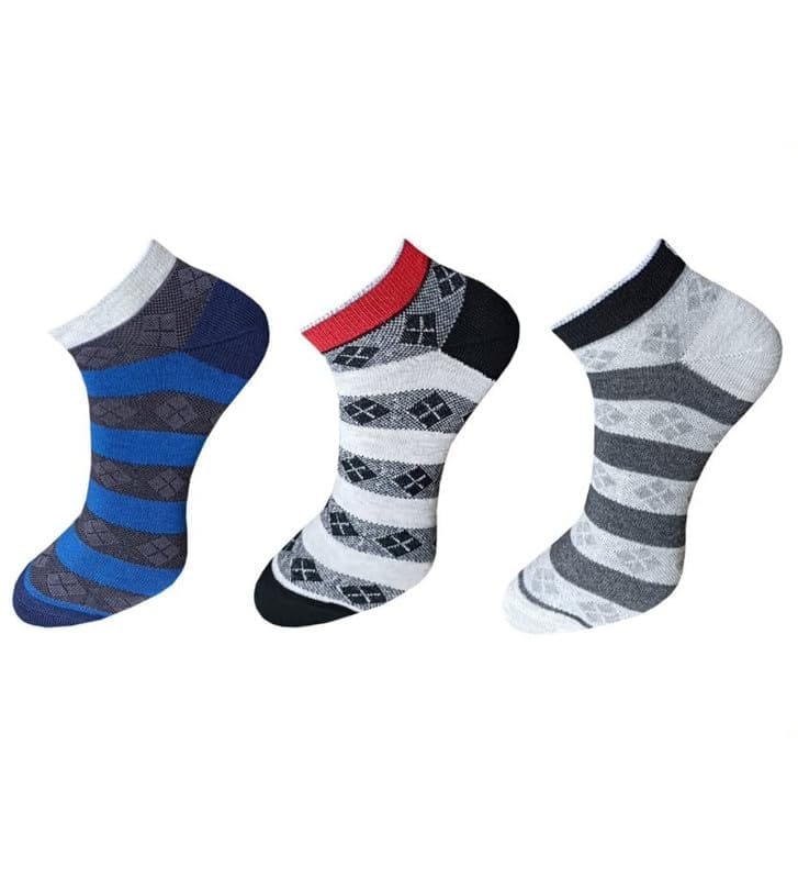 3_Pair Set Unisex Casual Cotton Printed Ankle Length Socks (Multicolor)-PID54102