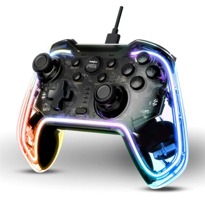 Fire Wired Gaming Pad | USB-C, Dual Vibration, RGB | PS3/PC/Android TV (GP-0001)