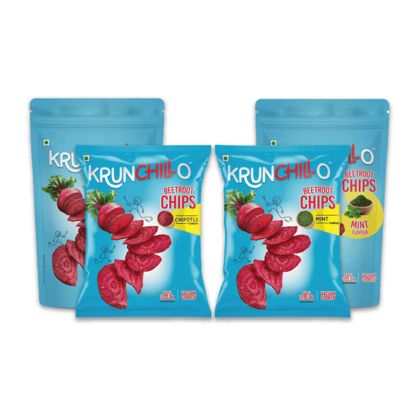 Krunchillo Beetroot Chips Chipotle & Mint (2 Big 2 Small), 150 gm - Pack of 4