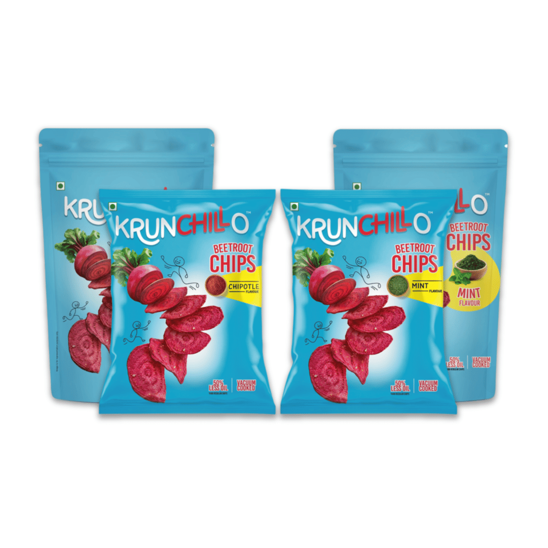 Krunchillo Beetroot Chips Chipotle & Mint (2 Big 2 Small), 150 gm - Pack of 4