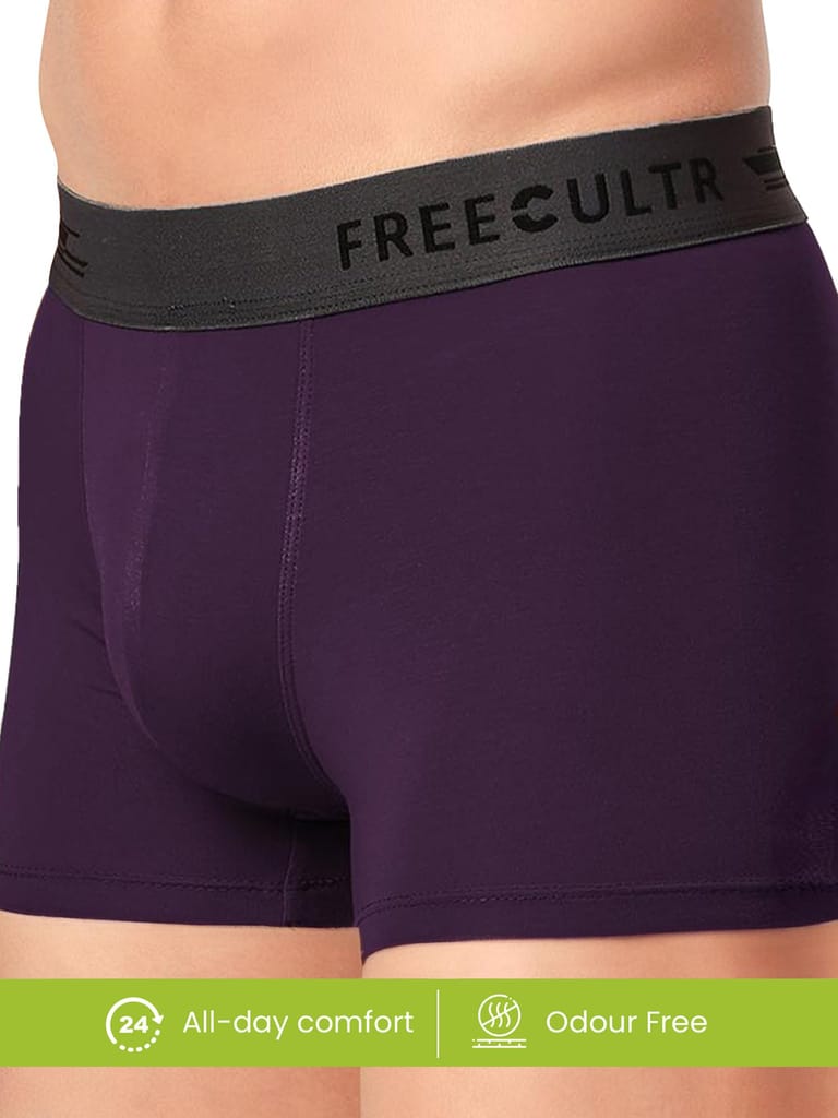 FREECULTR Men's Underwear Anti Bacterial Micromodal Airsoft Trunk - Non Itch No Chaffing Sweat Proof - Pack of 1-Trippy Violet