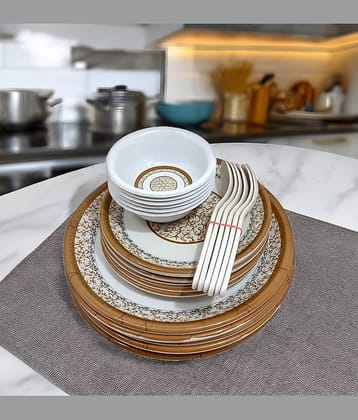 Inpro Lightweight and everyday use Printed Melamine Dinner Set ( Pack of 24 ) Multicolor