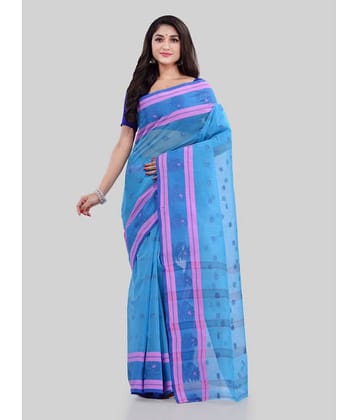 Desh Bidesh Cotton Printed Saree Without Blouse Piece ( Blue )