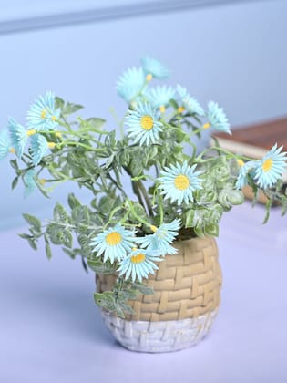 Cozy Charm - Knitted Design Faux Plant with Plastic Pot