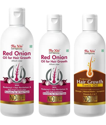 The Nile Red Onion Oil 150 ML + Onion 100 ML + Hair Tonic 100 Ml 350 mL Pack of 3