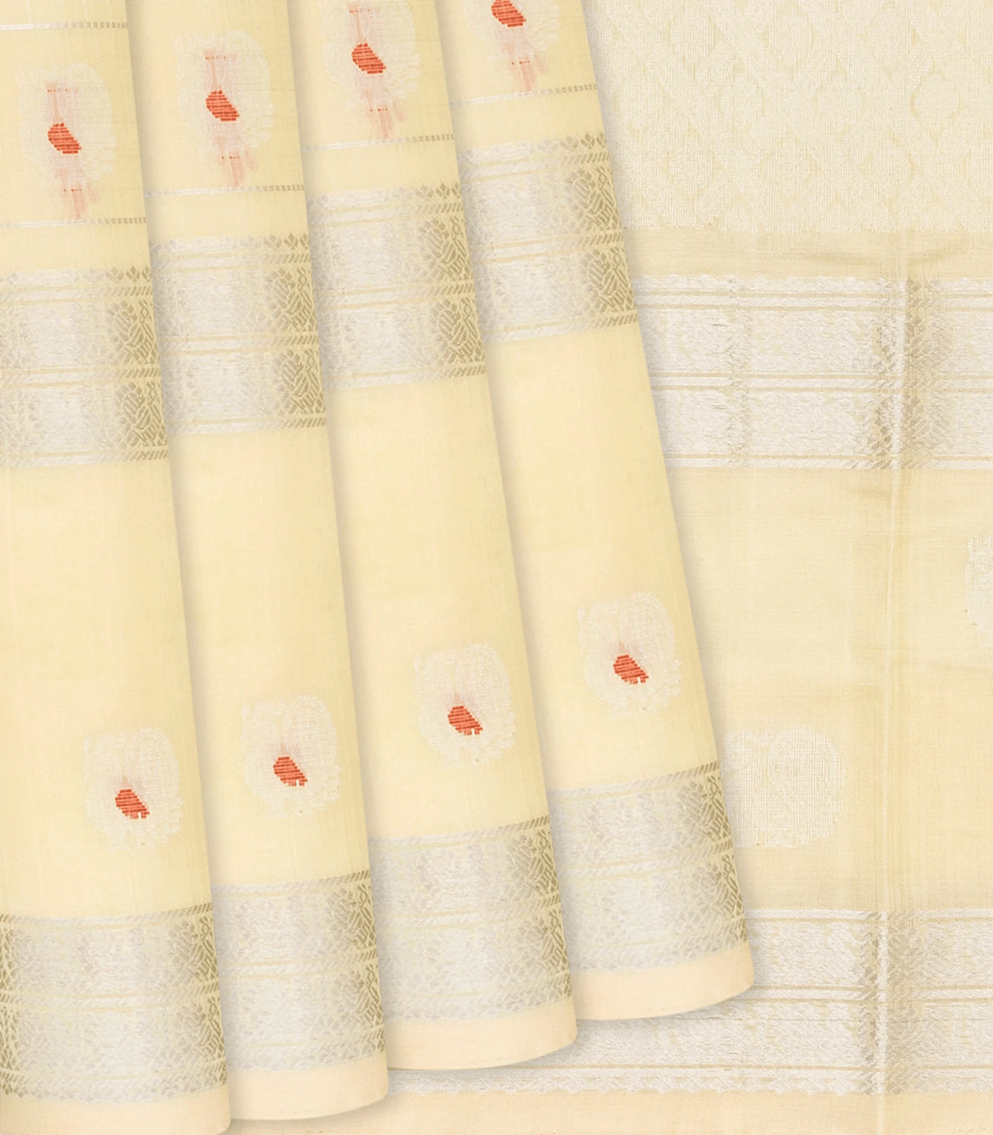 Cream Handloom Chirala Soft Silk Saree With Annam Motifs-Cream-Cream