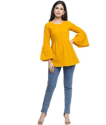 Yash Gallery Women's Cotton A-Line Top ( Yellow )