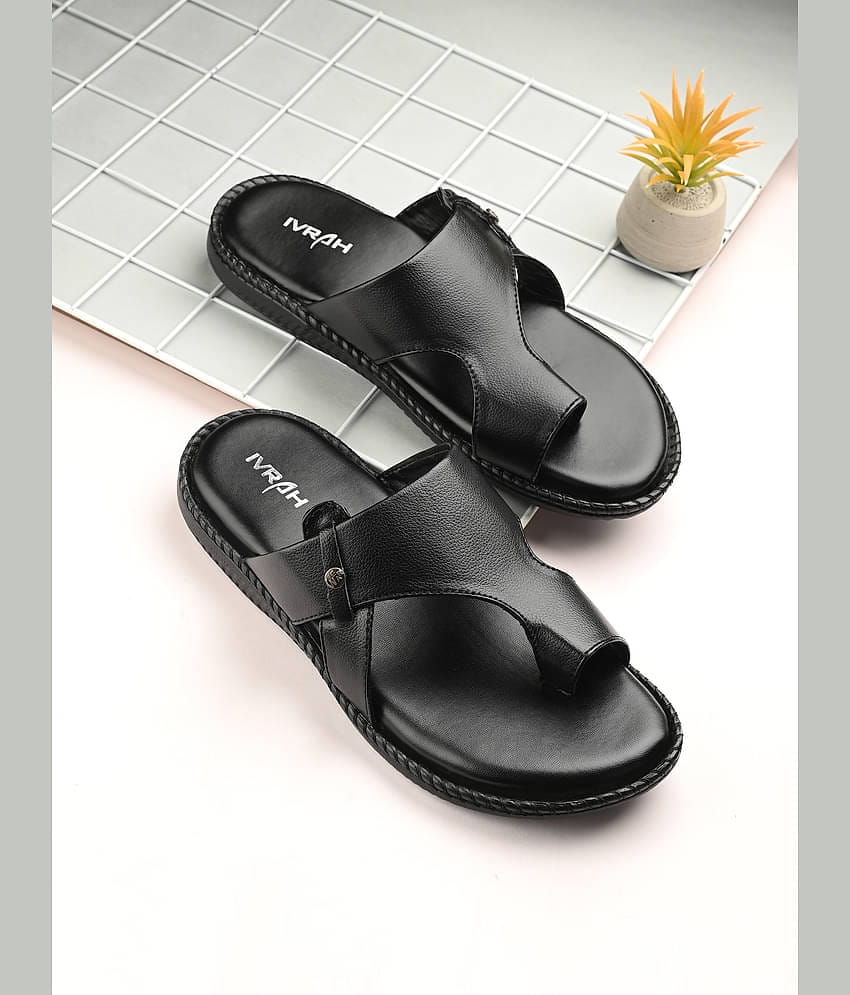 IVRAH Black Men's Leather Slipper