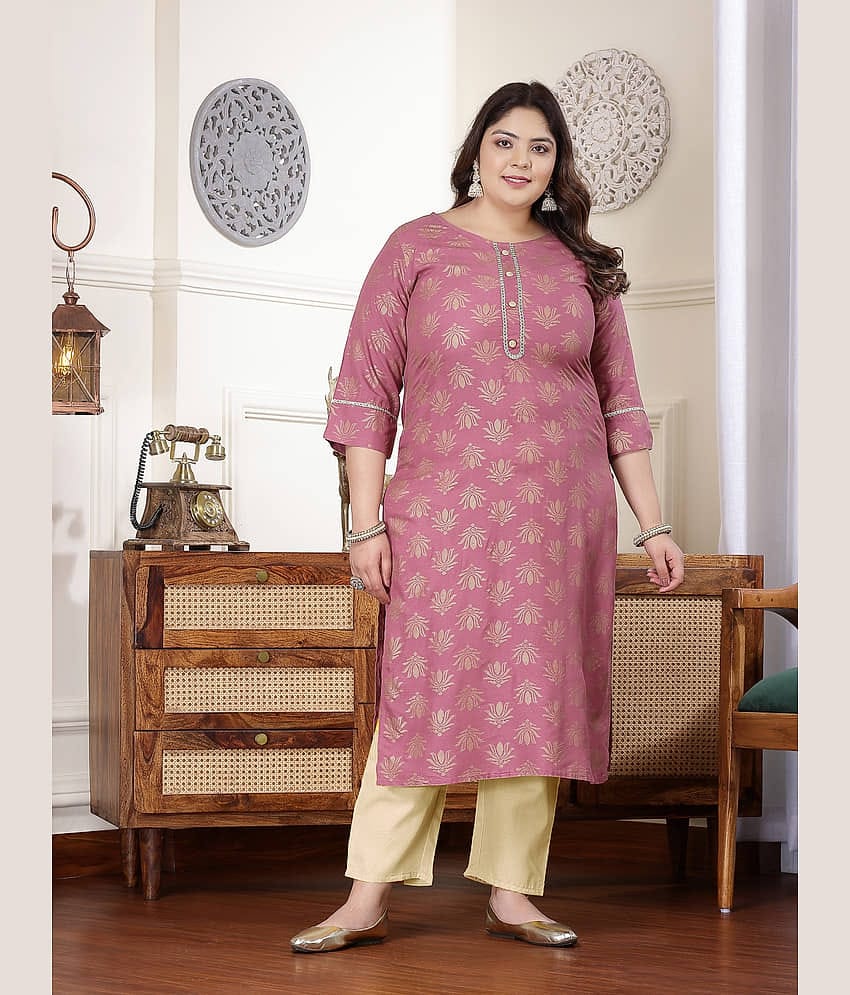 Little More By Stylum Rayon Printed Straight Women's Kurti - Wine ( Pack of 1 )