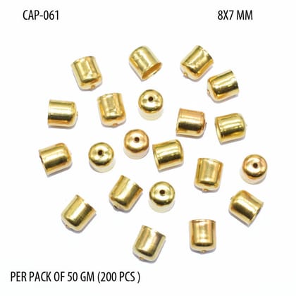 Metal Oxidize Beadcap Gold Smooth Finish For Jewelry Making  , CAP-061-Per Packet of 200 pcs / 8X7 MM / Gold