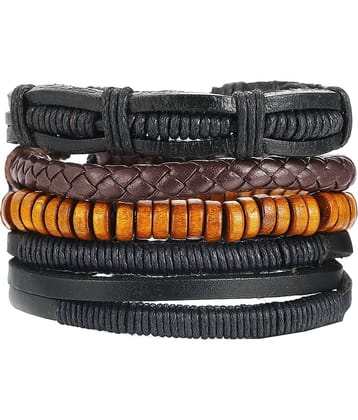 ZIVOM Black Faux Leather Bracelets