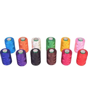 PRANSUNITA  Fulkari Pat Silk Threads, Used in Jewellery Making,Designing, Embrodiery etc. Set of 12 spools, Multicolored