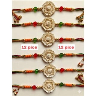 (Pack of 12) CHARKEE Fancy 12 Bhaiya Bhabhi Rakhi (Multicolour)