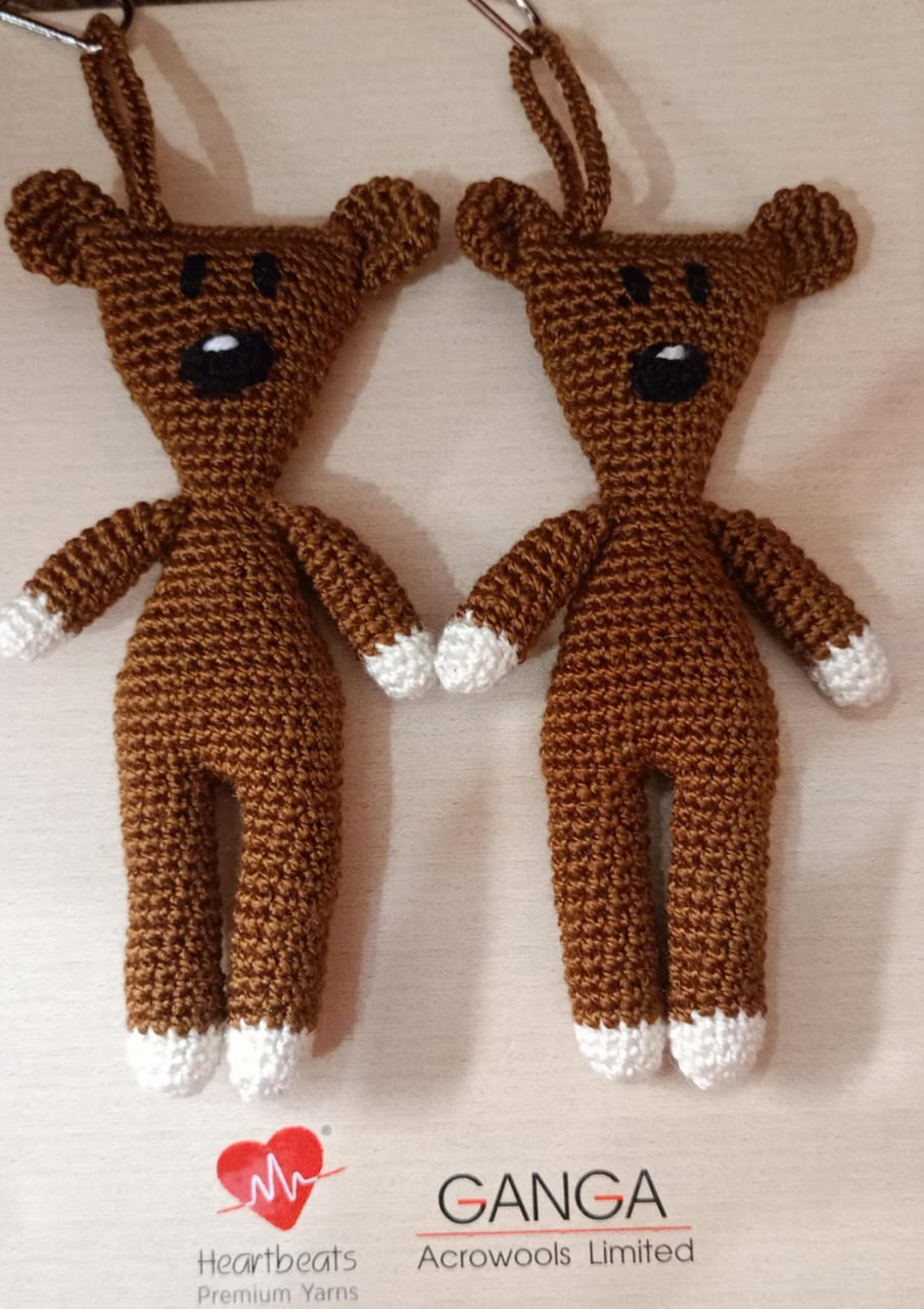 Sakha Crochet Bear Keychain Brown White