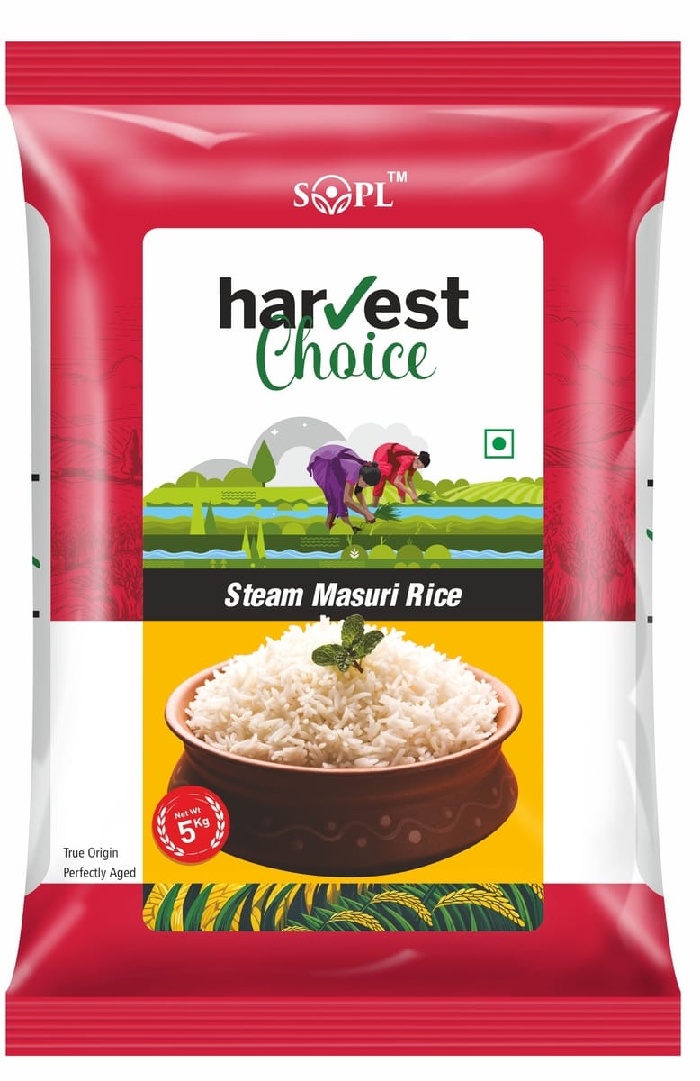 Harvest Choice Steam Masuri Rice – 5kg | Premium, Fluffy & Aromatic | Non-Sticky & Hygienically Packed