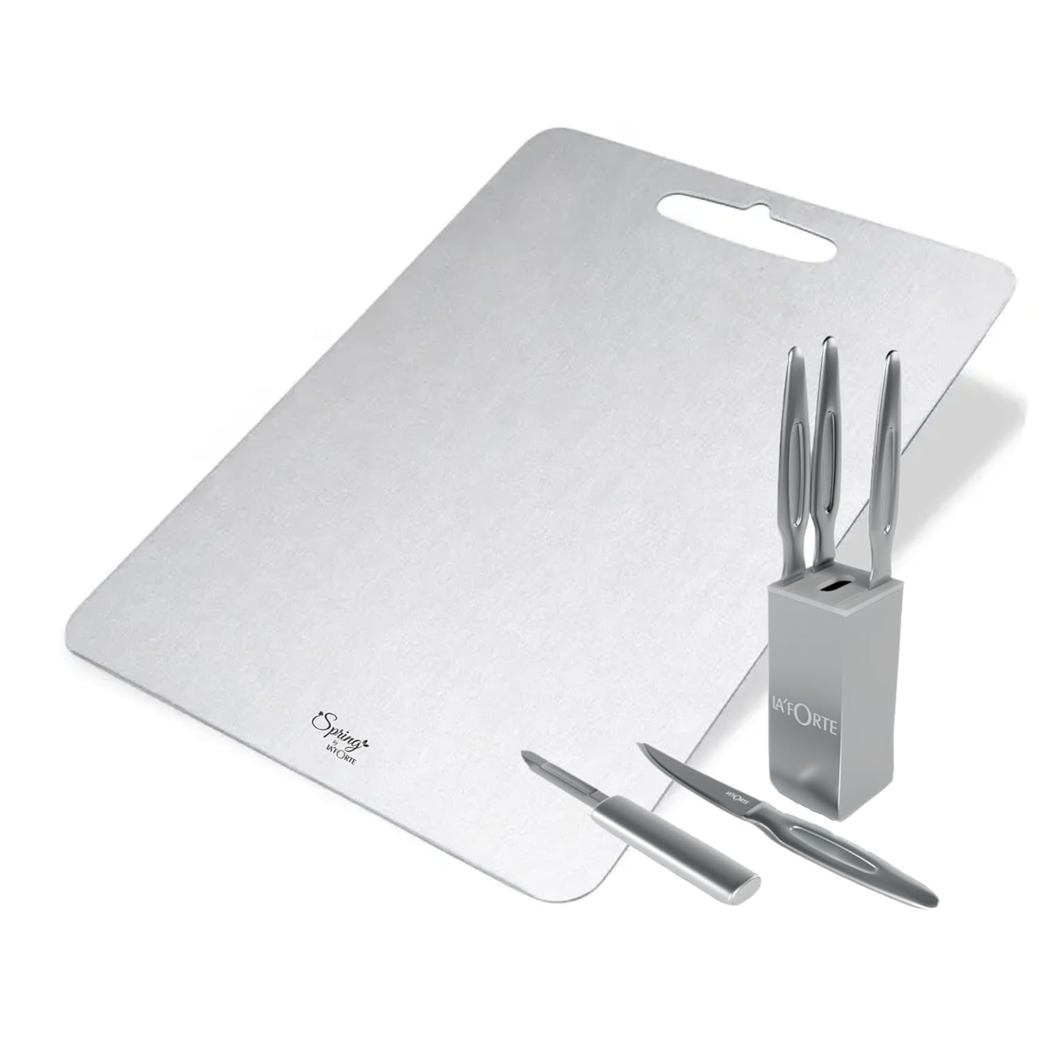 Stainless Steel Chopping Board and Ultra Sharp Knife Set Combo