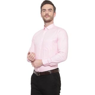 Baleshwar Men Pink Solid Slim Fit Formal Shirt