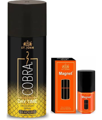 ST.JOHN Cobra Day Time 150ml & Magnet 10ml Deodorant Spray & Perfume for Men (160ml)- Pack of 2