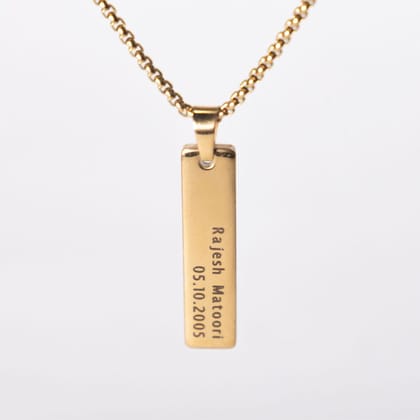 Personalised Tag Necklace | For Men-22k Gold Plated