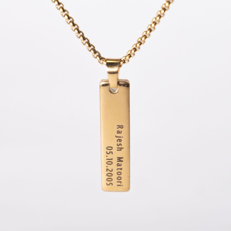 Personalised Tag Necklace | For Men-22k Gold Plated