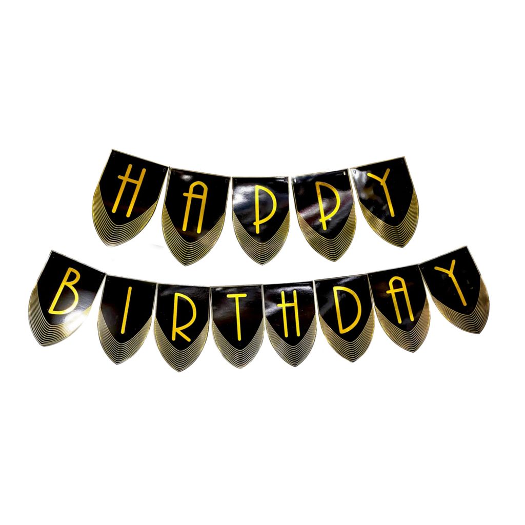 Happy Birthday Designer Banner Black & Gold - Party and Festive Needs | Buy online on ZillyBuy