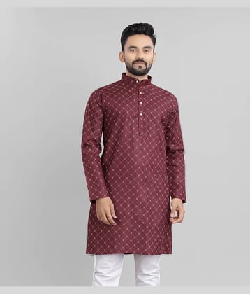 Nofilter Maroon Cotton Blend Men's Regular Kurta ( Pack of 1 )