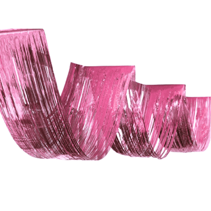 Pink Curved Effect Foil Curtain for Ceiling Decoration - 15FT X 1 FT - 1PC