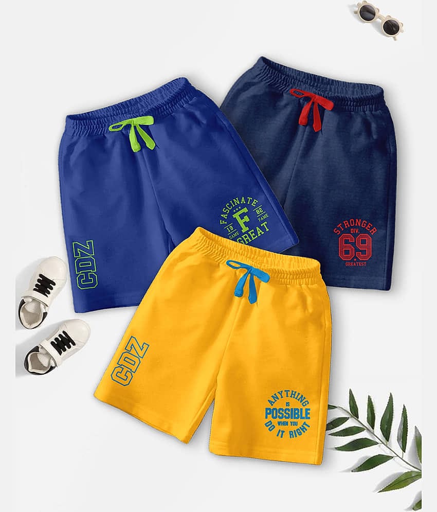 CODEZ Pack of 3 Cotton Blend Shorts For Boys ( Multicolor )