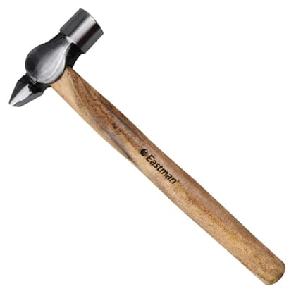 Eastman American Type/Cross Pen Hammers with Seasoned Wood Handle Fitting For Home Industrial & Professional Use, Drop Forged Steel 100 Gms Brown And Gray (E-2065)