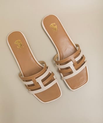 Tan-Beige color block sliders-35