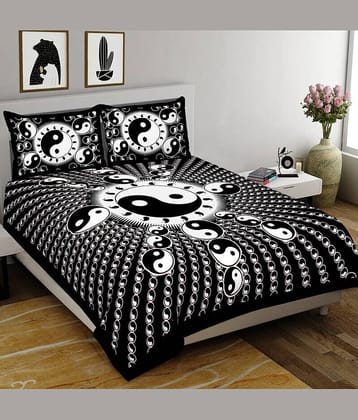 CLOTHORO Cotton 1 Double King Bedsheet with 2 Pillow Covers ( Black )