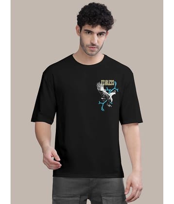 BULLMER Pack of 1 Cotton Blend Oversized Fit Men's T-Shirt ( Black )