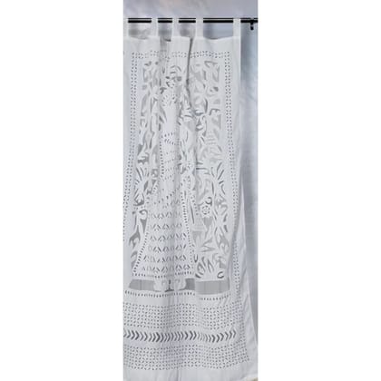 Natural Handcrafted White Applique Curtain