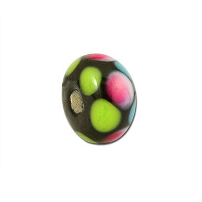 Beadwaala Handmade Fancy Lampwork Glass For Jewelry Making. (Roundel) SFL-402-Per Packet 25 Pcs / 10X18 MM