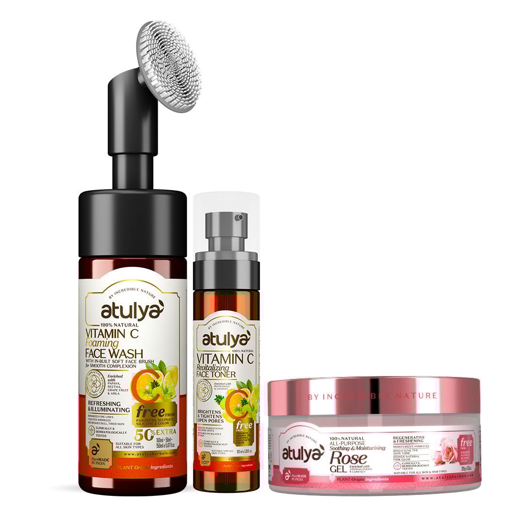 Atulya Vitamin C (Foaming Face wash + Toner) + Rose Gel Combo