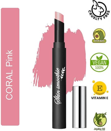 SKIN SMOOTHIE Matte Lipstick Lip Crayon Coral Natural Professional Finish Lip Brush 2
