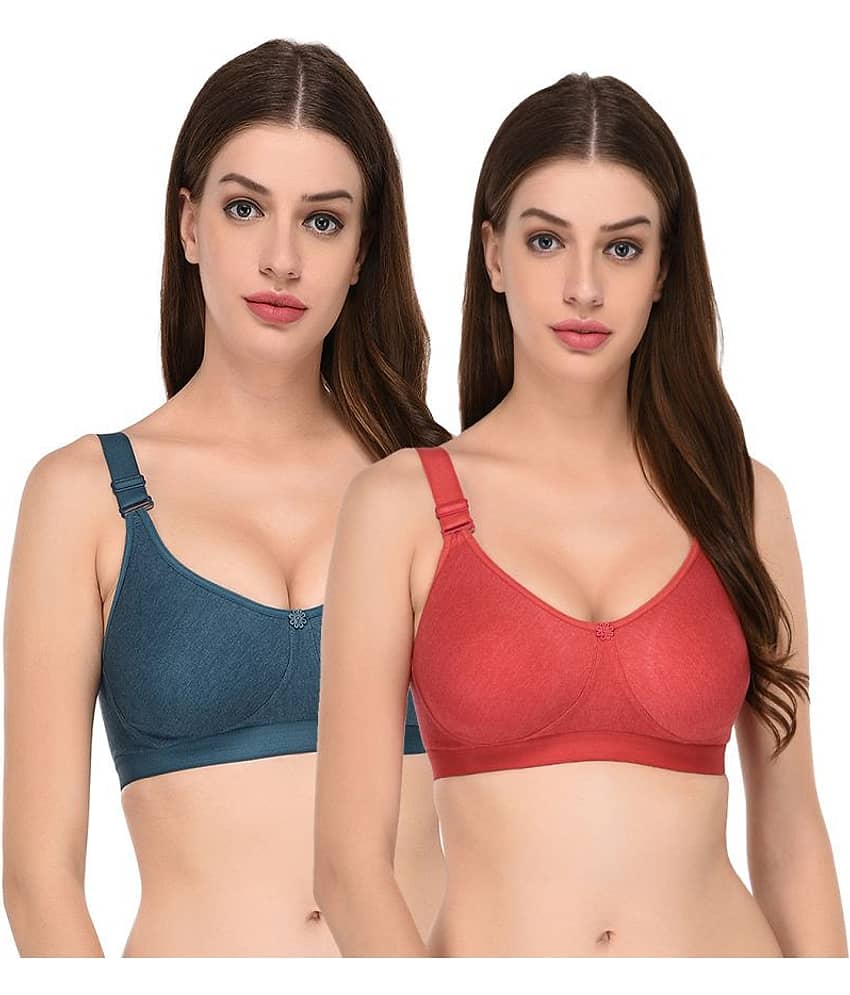 Elina Pack of 2 Cotton Non Padded Women's Minimizer Bra ( Multi Color )
