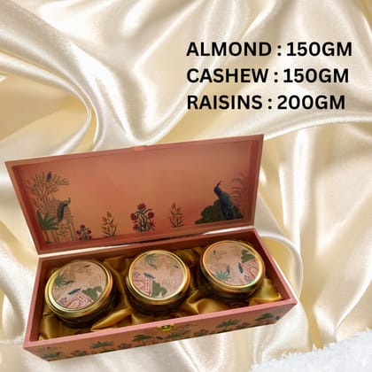 Premium Dry Fruits Gift Box – 500GM Assortment of Almonds, Cashews, and Raisins – Perfect for Diwali, Weddings, and Special Occasions