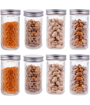 CROCO JAR Glass Silver Food Container ( Set of 8 )